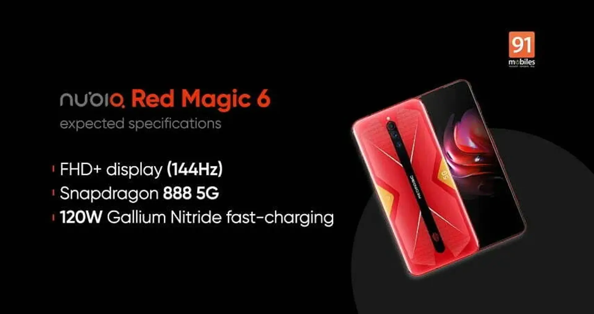 نوبیا رد مجیک 6 (Nubia Red Magic 6) ظرف 5 دقیقه از 0 تا 50 درصد شارژ می‌شود