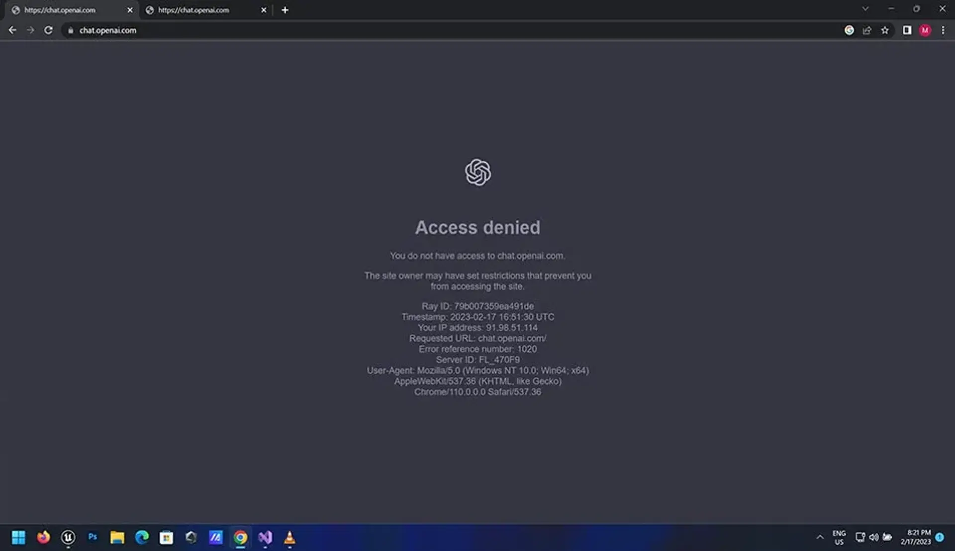 حل مشکل Access denied در ChatGPT