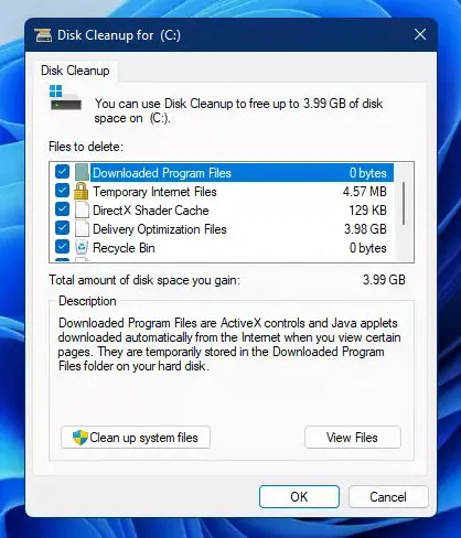 بهینه سازی فضای درایو C با Disk Cleanup
