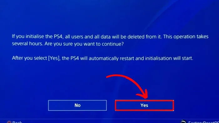 تایید ریست فکتوری PS4