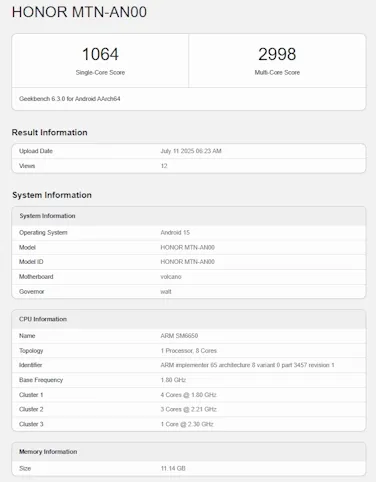 مشخصات آنر X70 گیک بنج 6