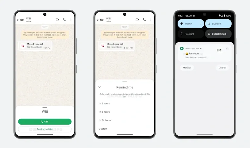 قابلیت جدید واتساپ یادآوری تماس‌های از دست رفته