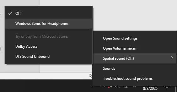 فعال سازی Windows Sonic یا Spatial Sound در ویندوز 10/11