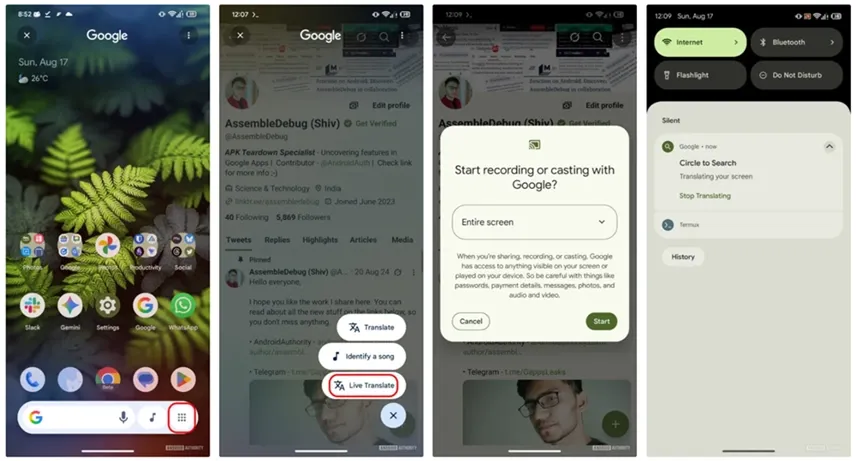 گوگل Circle to Search  ویژگی Live Translate