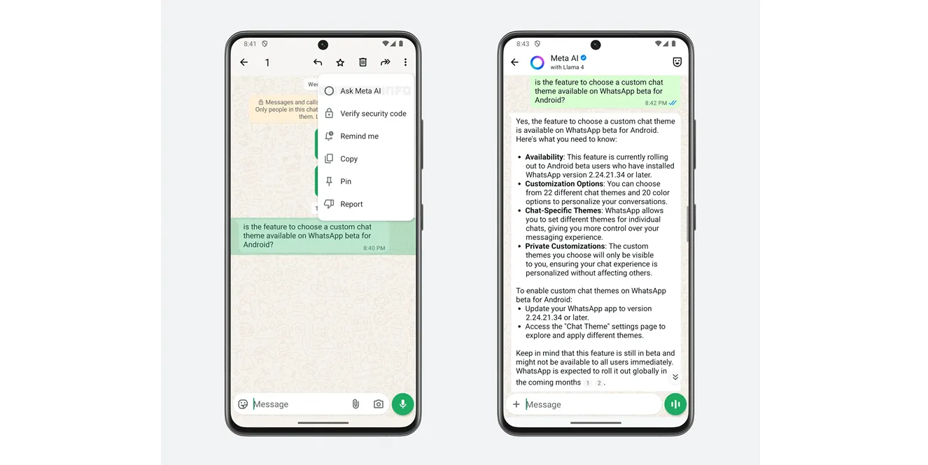 واتساپ ابزار جدید راستی آزمایی با Meta AI