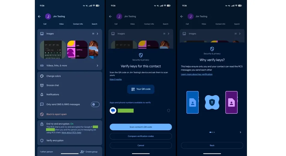 نسخه بتای Google Messages قابلیت تایید کلید پیام‌ها با کد QR را فعال کرد