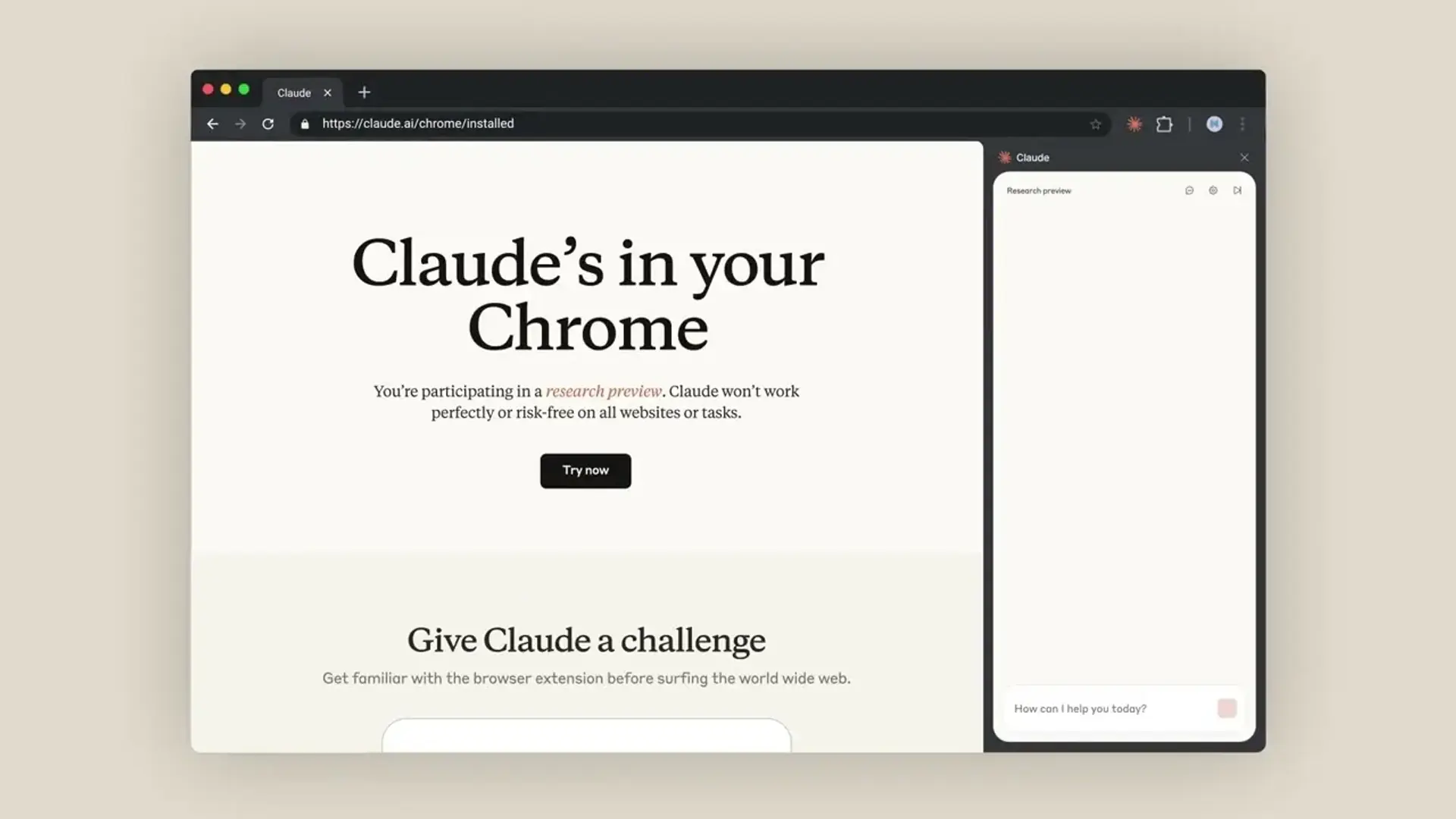 افزونه کروم «Claude» آنتروپیک معرفی شد؛ آزمایش بتا فقط برای ۱۰۰۰ کاربر