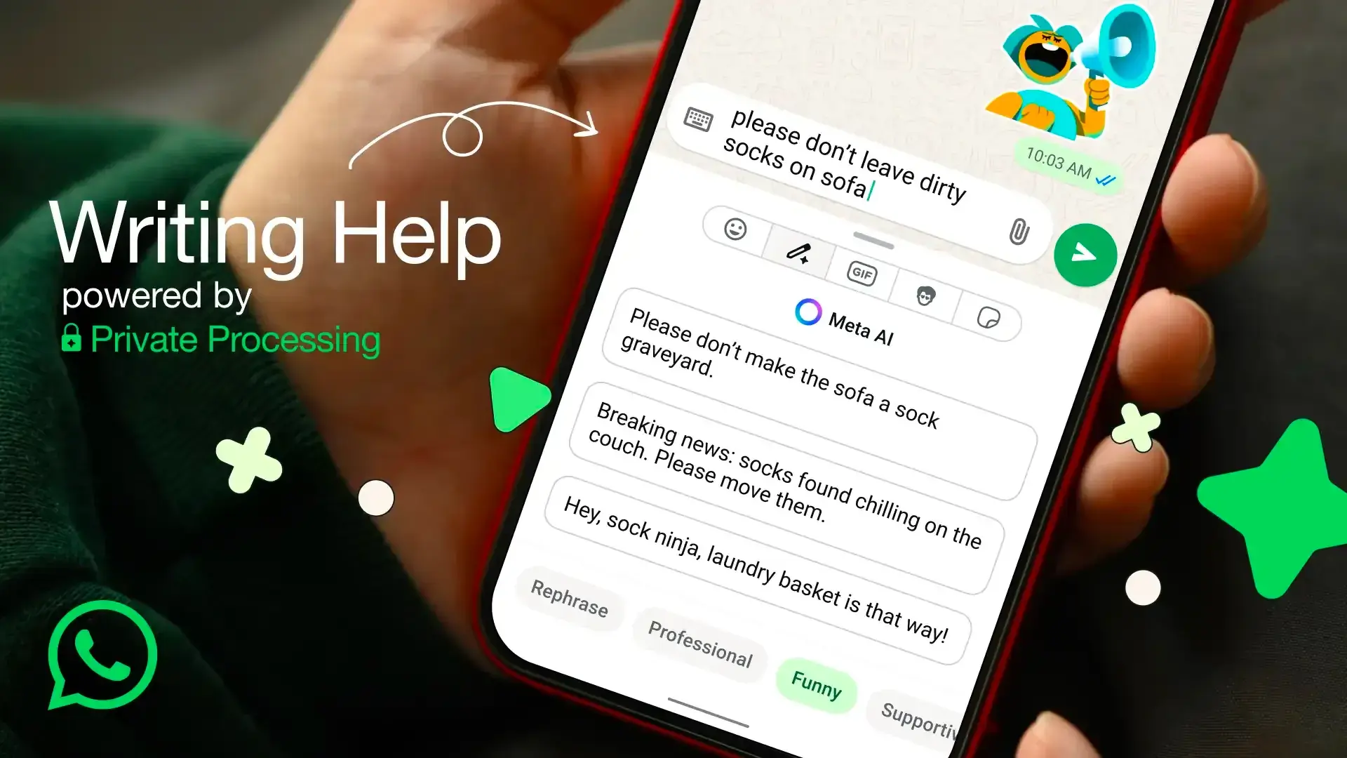 قابلیت «Writing Help» واتساپ معرفی شد؛ بازنویسی و تغییر لحن پیام‌ها با هوش مصنوعی
