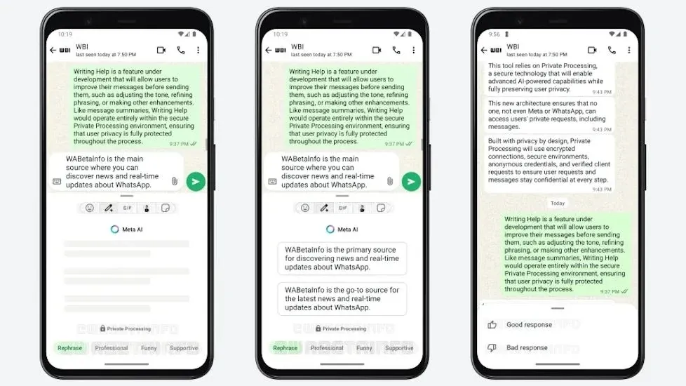 قابلیت «Writing Help» واتساپ