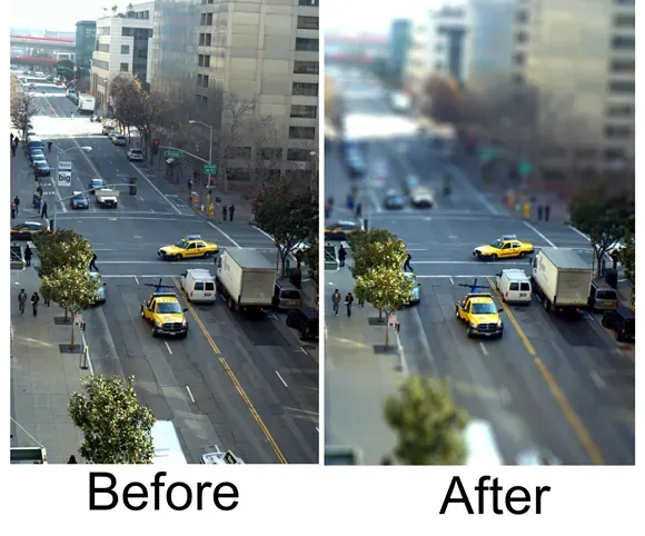 تغییر شیب (Tilt-shift گوشی حالت شیائومی