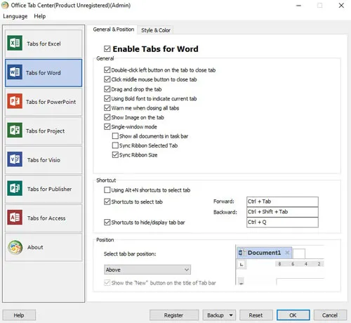 افزونه Office Tab Enterprise Edition