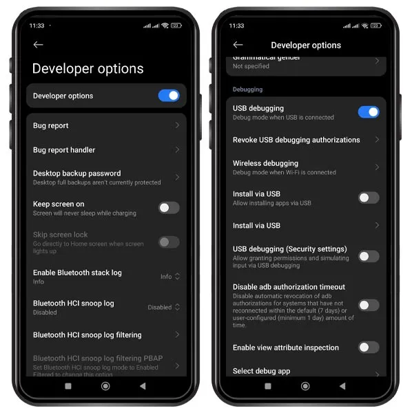 فعالسازی Developer Options در گوشی