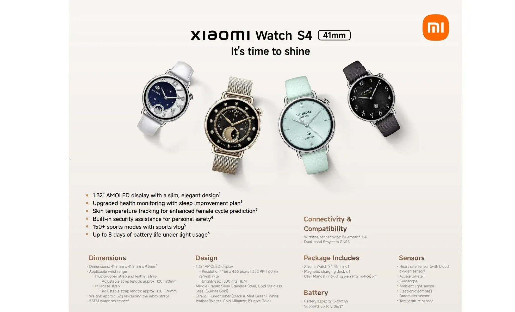 شیائومی واچ S4 جهانی شد؛ طراحی کوچک، امکانات بزرگ و شارژدهی ۸ روزه