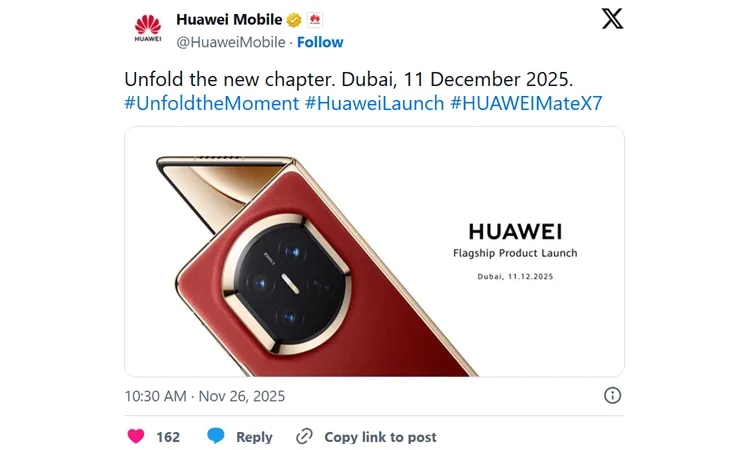 هواوی میت X7 جهانی می‌شود؛ رقیب تازه گلکسی زد فولد۷