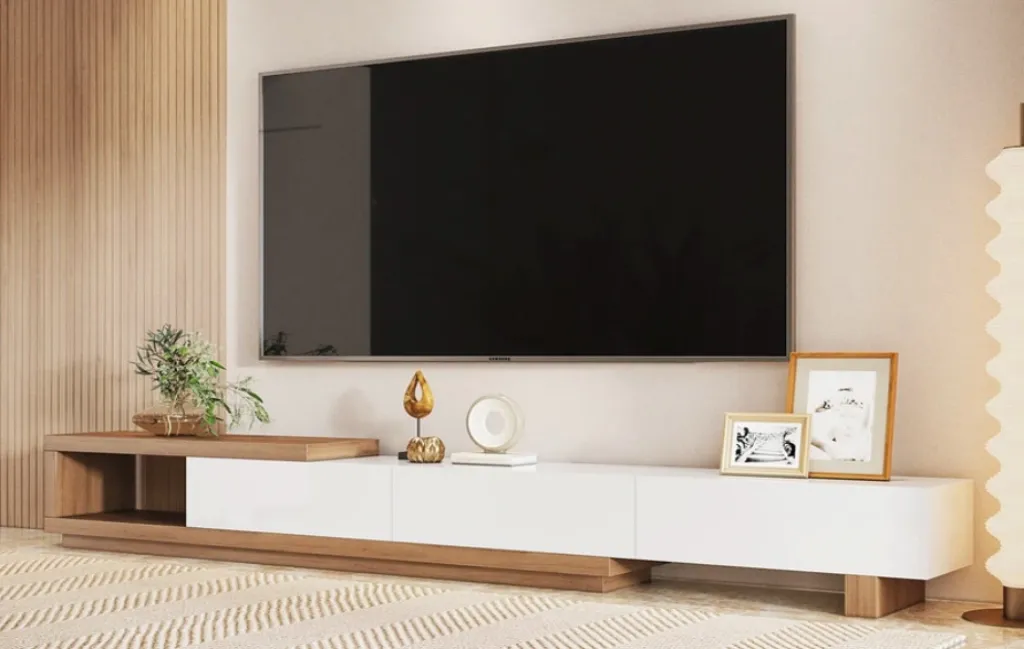 جدیدترین میز تلویزیون چوبی با طراحی مدرن و مینیمال برای پذیرایی