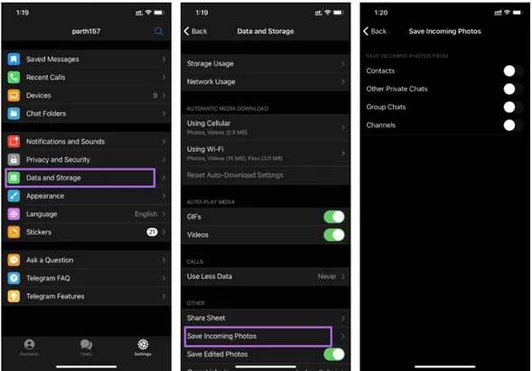 آموزش فعال کردن گزینه Save Incoming Photos