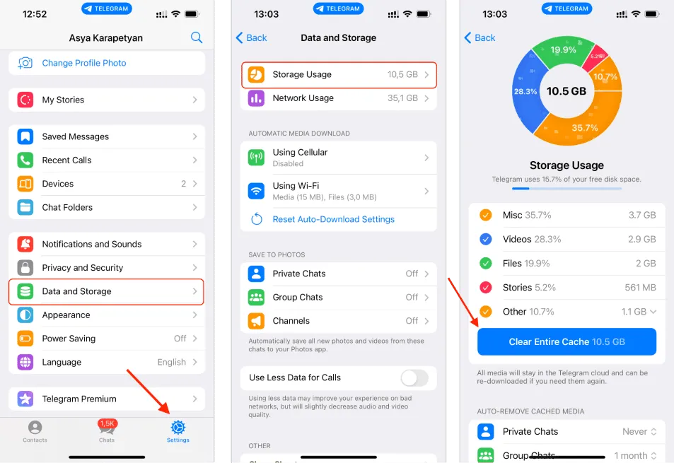 آموزش پاک کردن حافظه تلگرام (Storage Usage)
