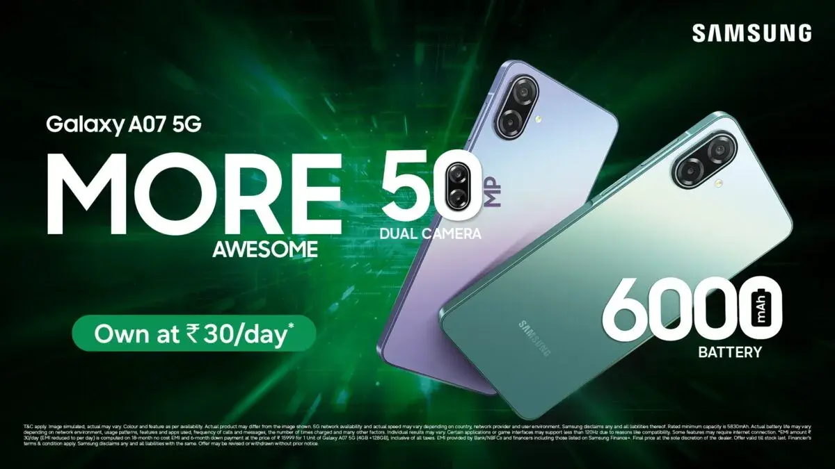 عرضه گلکسی A07 5G در هند؛ نمایشگر ۱۲۰ هرتزی و باتری ۶۰۰۰ میلی‌آمپری