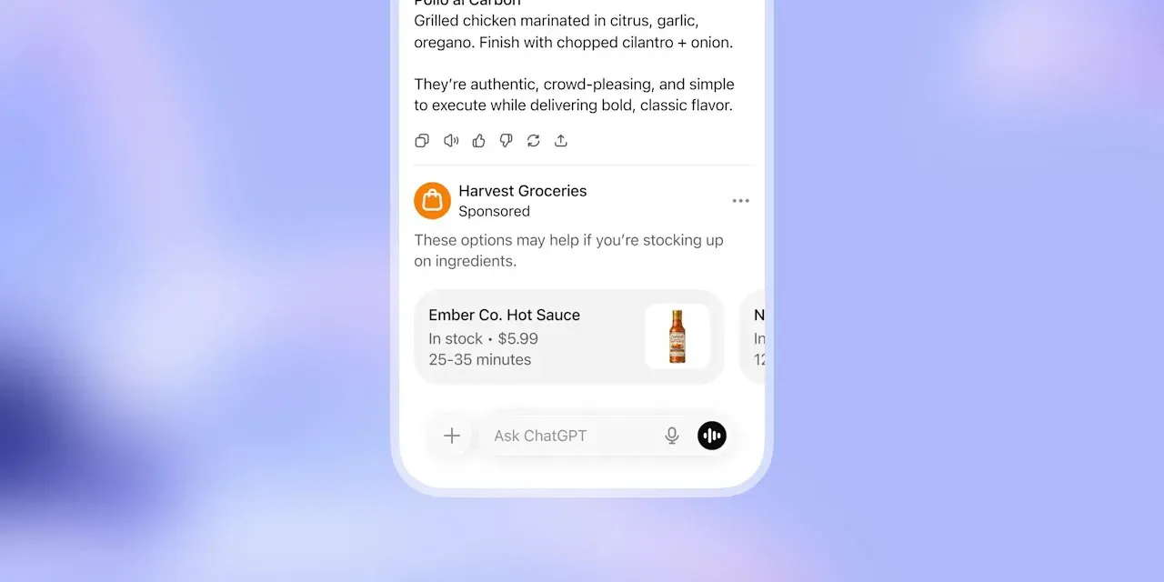 نمایش تبلیغات در ChatGPT آغاز شد؛ فقط در اشتراک رایگان و Go