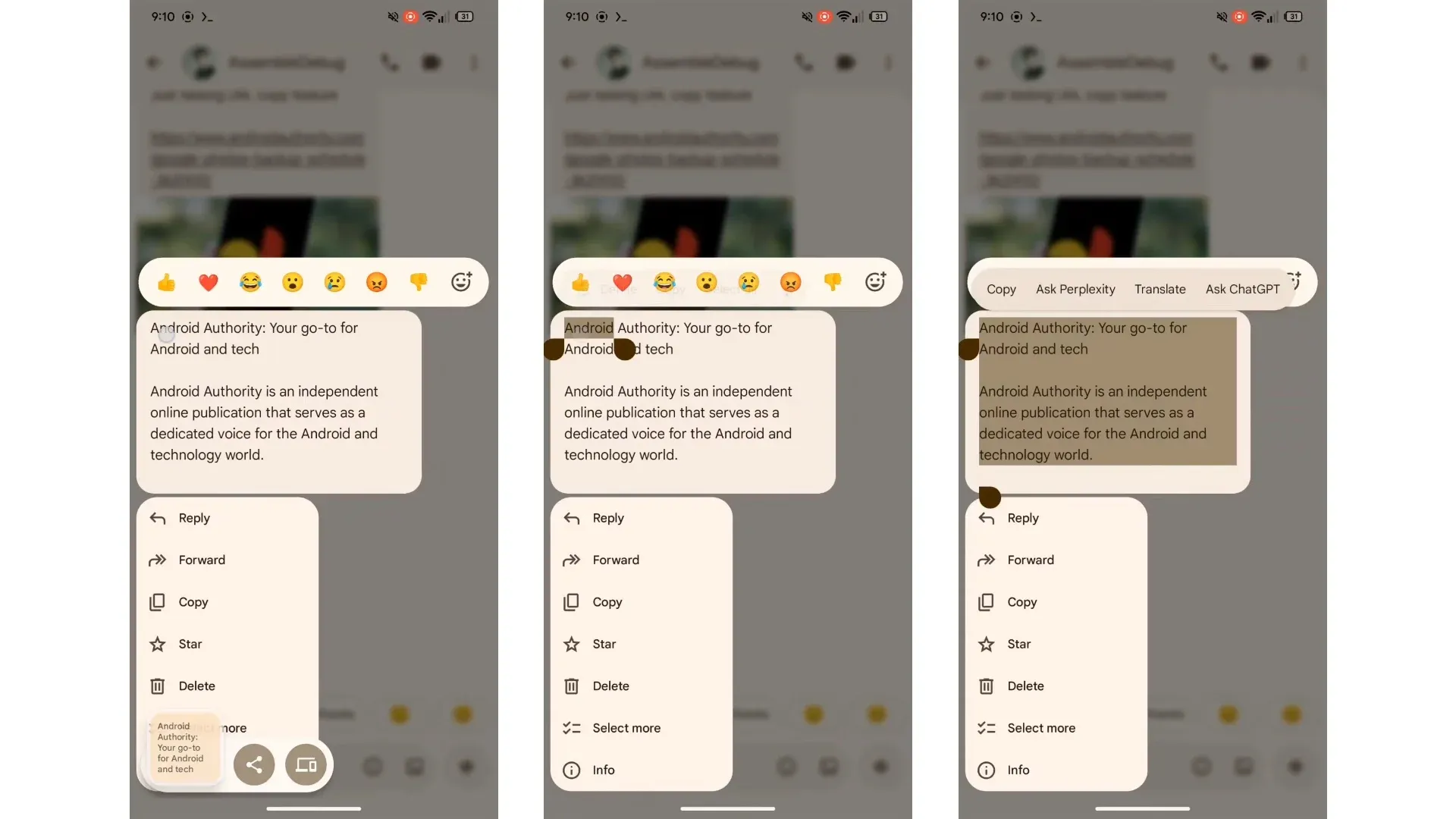 امکان انتخاب و کپی متن به پیام‌رسان گوگل می‌آید