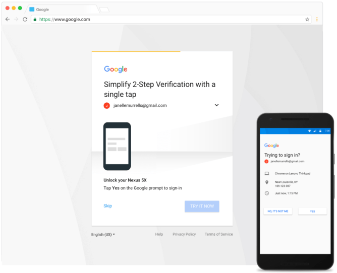 تایید هویت دو مرحلهای گوگل prompt