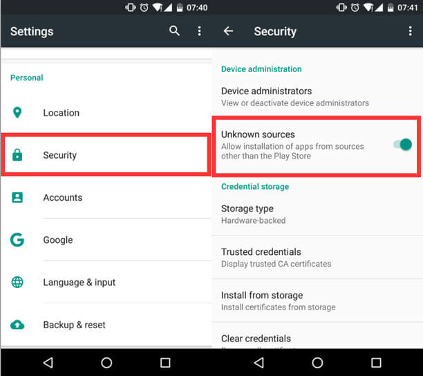 unknown_sources - اجرای فایل APK در اندروید