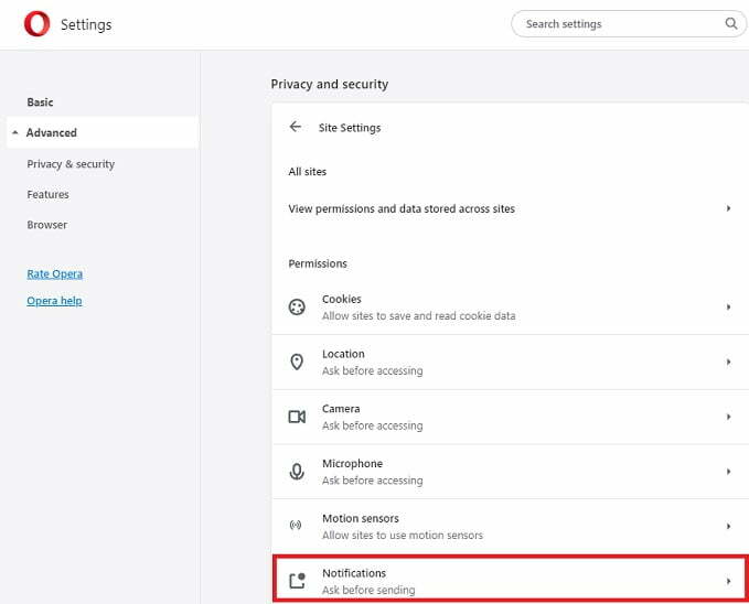 disable opera notifications 2 / غیر فعال سازی نوتیفیکیشن