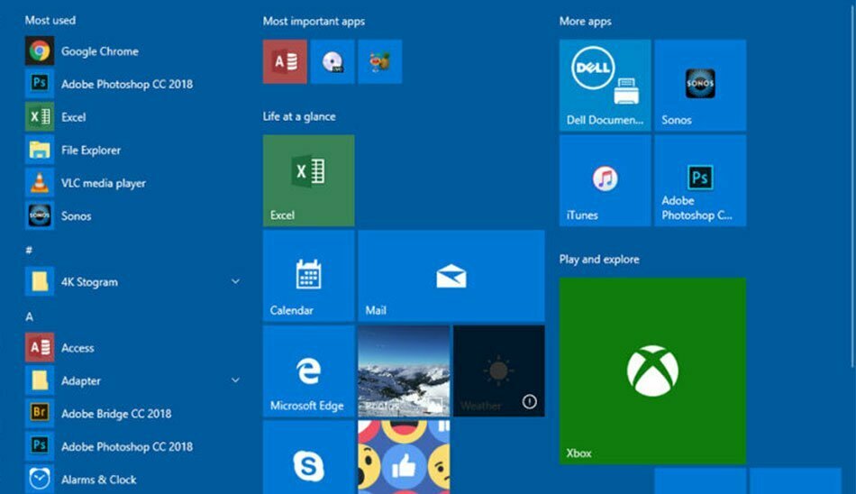 منوی استارت