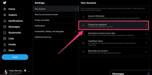 تغییر رمز عبور توییتر