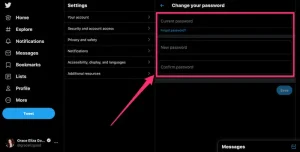 تغییر رمز عبور توییتر