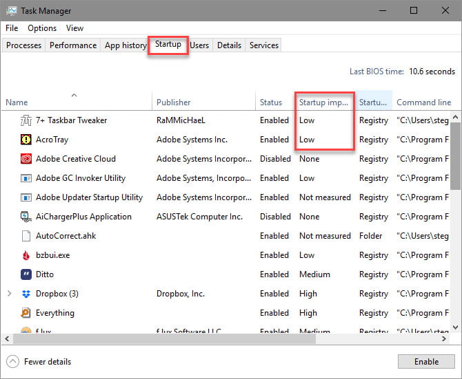 استارت اپ Task Manager