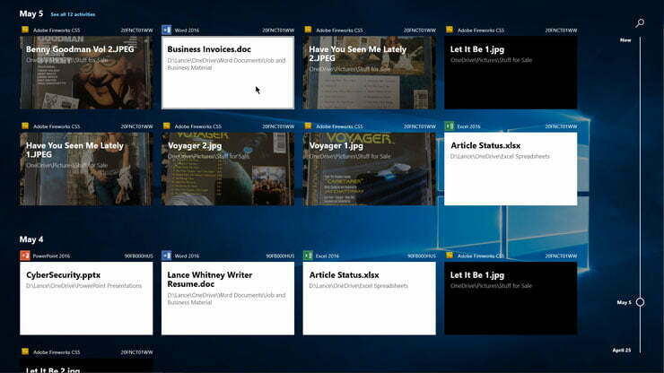 تایم لاین ویندوز 10