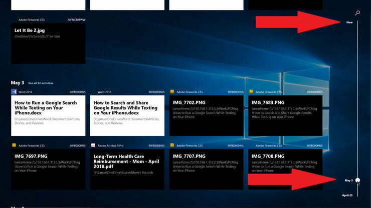 تایم لاین ویندوز 10