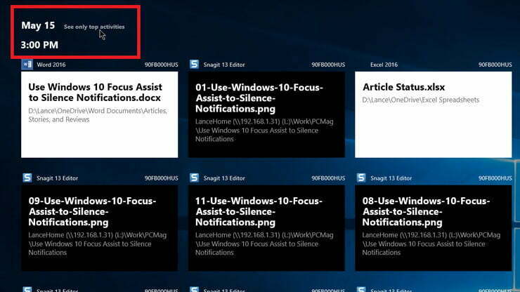 تایم لاین ویندوز 10