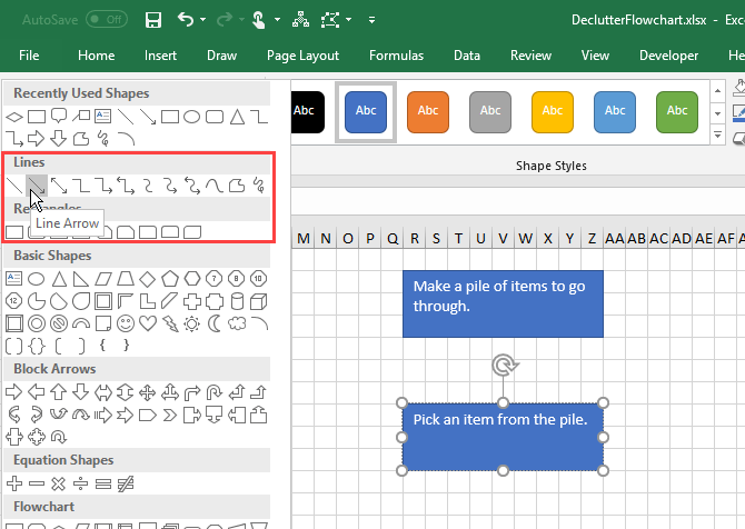 فلوچارت در اکسل / flowchart in excel