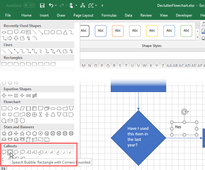 فلوچارت در اکسل / flowchart in excel