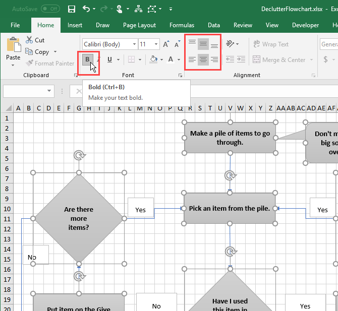 فلوچارت در اکسل / flowchart in excel