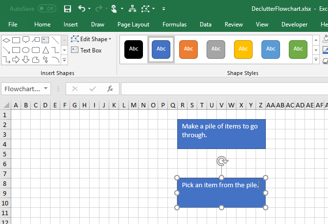 فلوچارت در اکسل / flowchart in excel