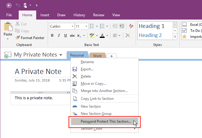 رمز گذاری در onenote / passwordk protecting in onenore