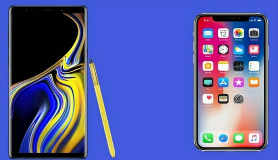 galaxy note 9 vs iphone x / مقایسه گلکسی نوت 9 با آیفون 10