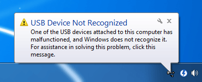 USB drive not recognised