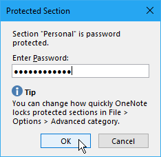 رمز گذاری در onenote / passwordk protecting in onenore