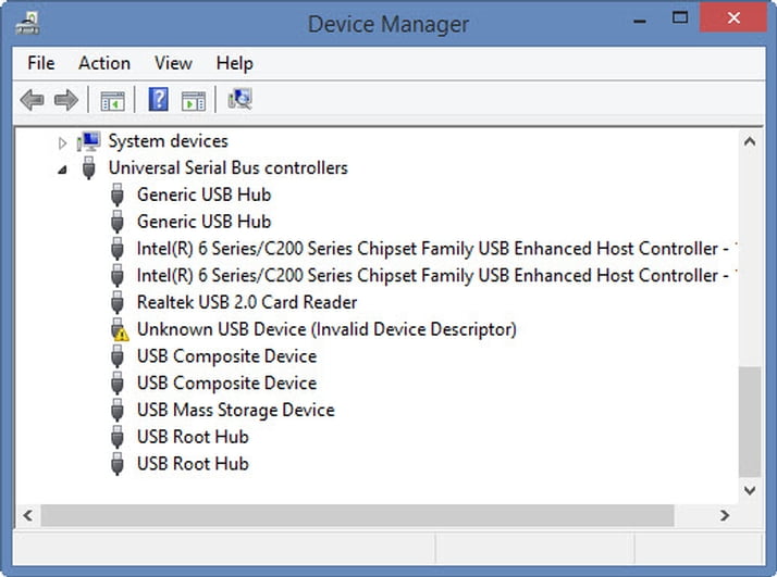 USB drive not recognised