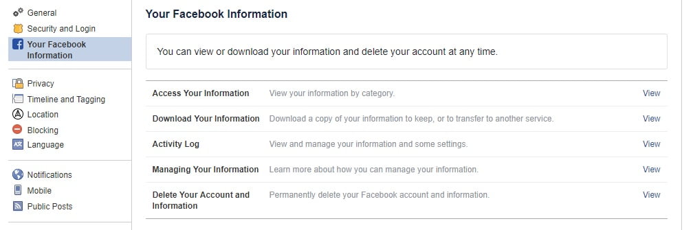 delete facebook account / حذف اکانت فیسبوک