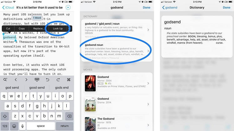 فرهنگ لغات iOS 12