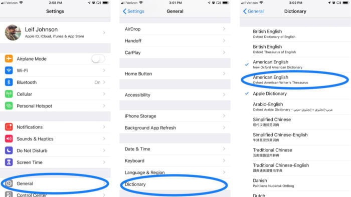 فرهنگ لغات iOS 12