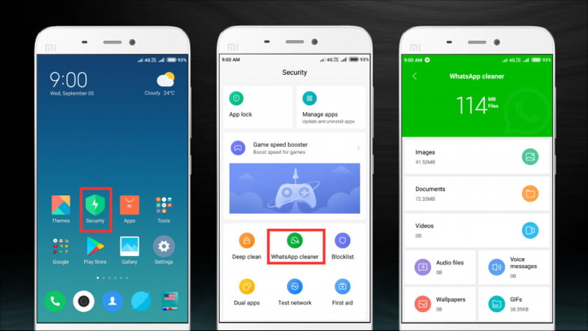MIUI 10 whatsapp cleaner tool