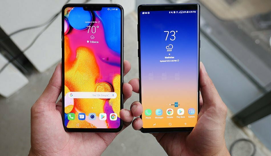 LG V40 Thin Q مقایسه ال جی v40 تین کیو با سامسونگ گلکسی نوت 9