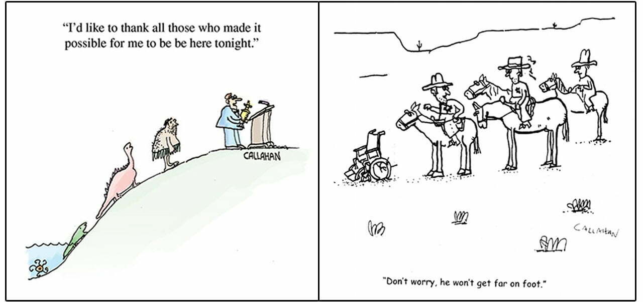 کارتون فرگشت جان کالاهان / John Callahan / Cartoon / Evolution