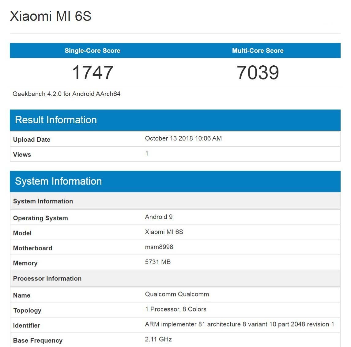 xiaomi mi 6s / شیائومی می 6 اس